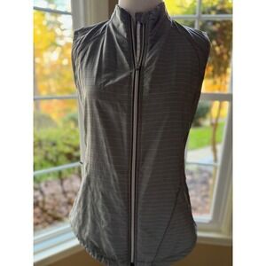 Athleta Gray Striped Zip Up Sleeveless Vest Lightweight Active Athl Women's XS